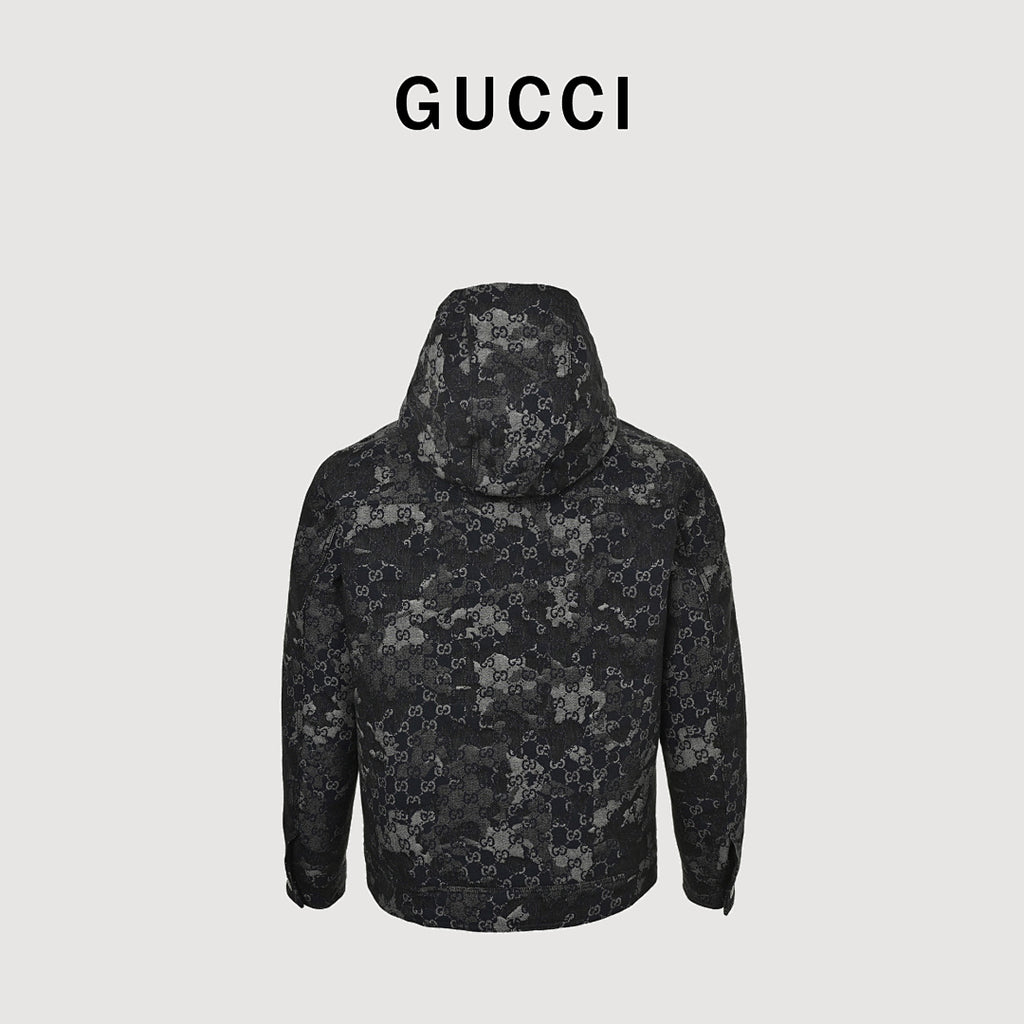 Gucci GG Monogram Hooded Zip Jacket – Black