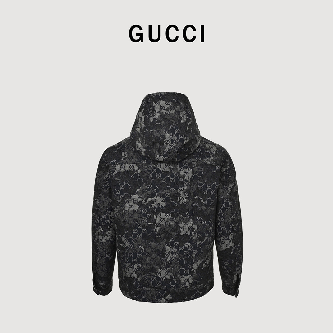 Gucci GG Monogram Hooded Zip Jacket – Black