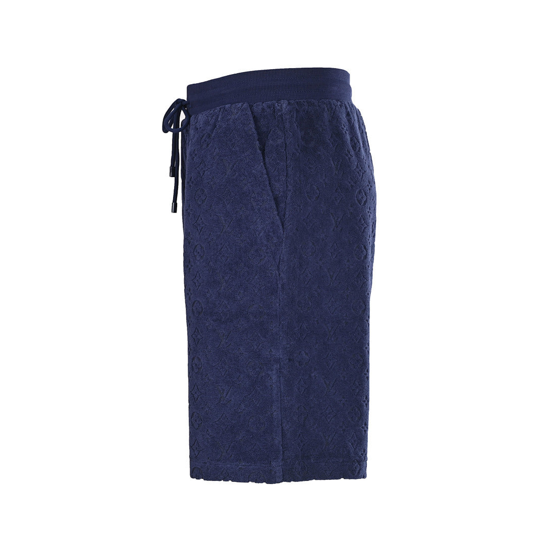 Louis Vuitton Navy Flocked Embossed Terry Shorts