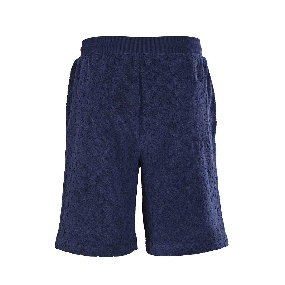 Louis Vuitton Navy Flocked Embossed Terry Shorts