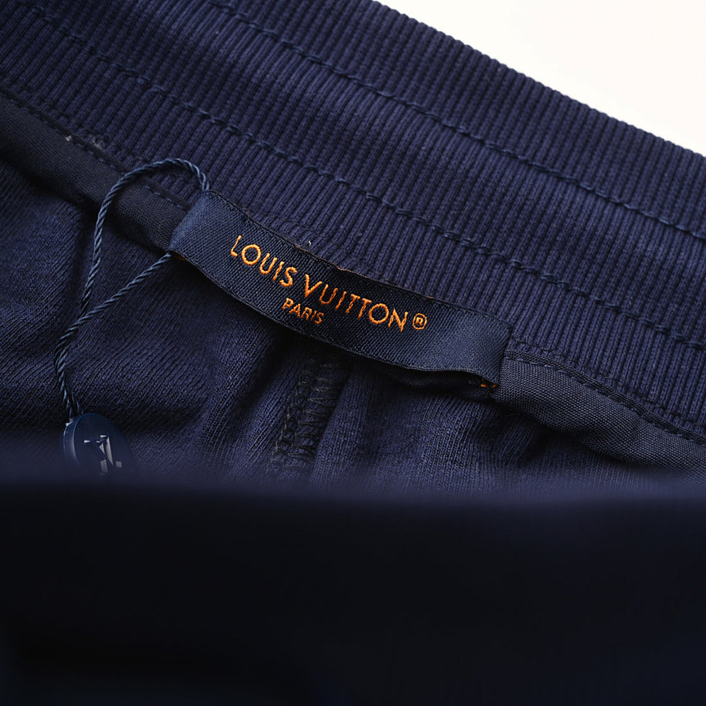 Louis Vuitton Navy Flocked Embossed Terry Shorts