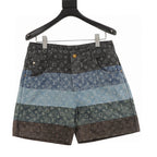 Louis Vuitton All-Over Print Paneled Denim Shorts