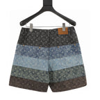 Louis Vuitton All-Over Print Paneled Denim Shorts