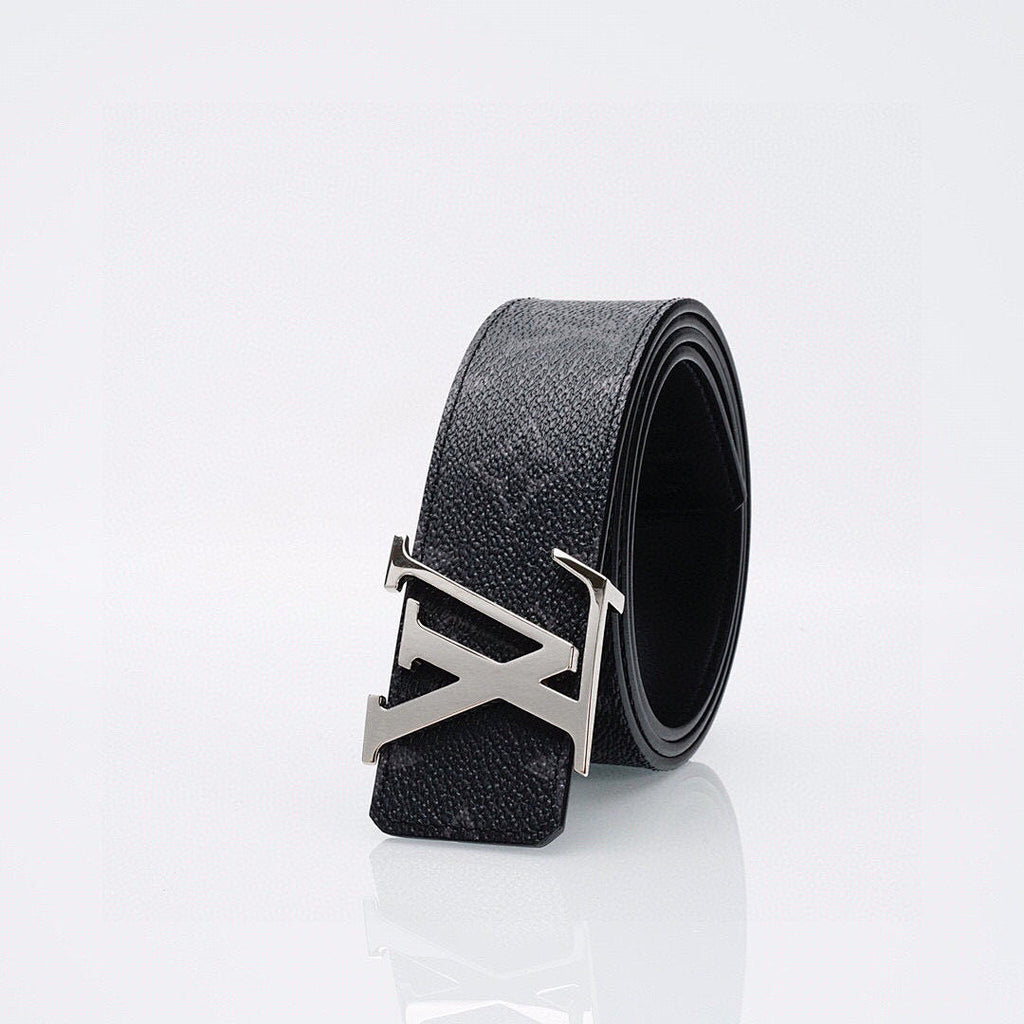 Louis Vuitton Black Monogram Belt – LV Initiales Silver Buckle