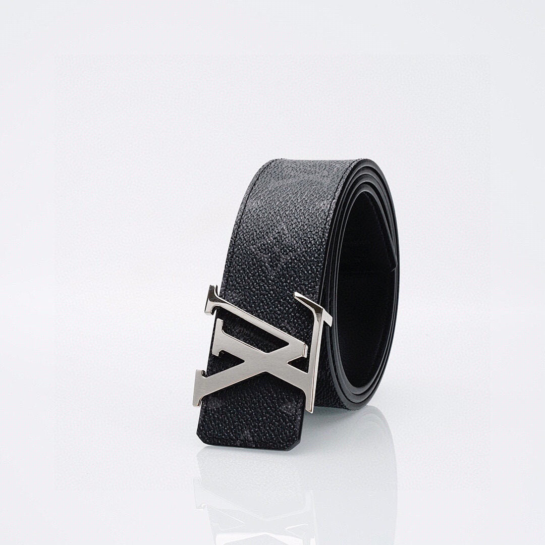 Louis Vuitton Black Monogram Belt – LV Initiales Silver Buckle