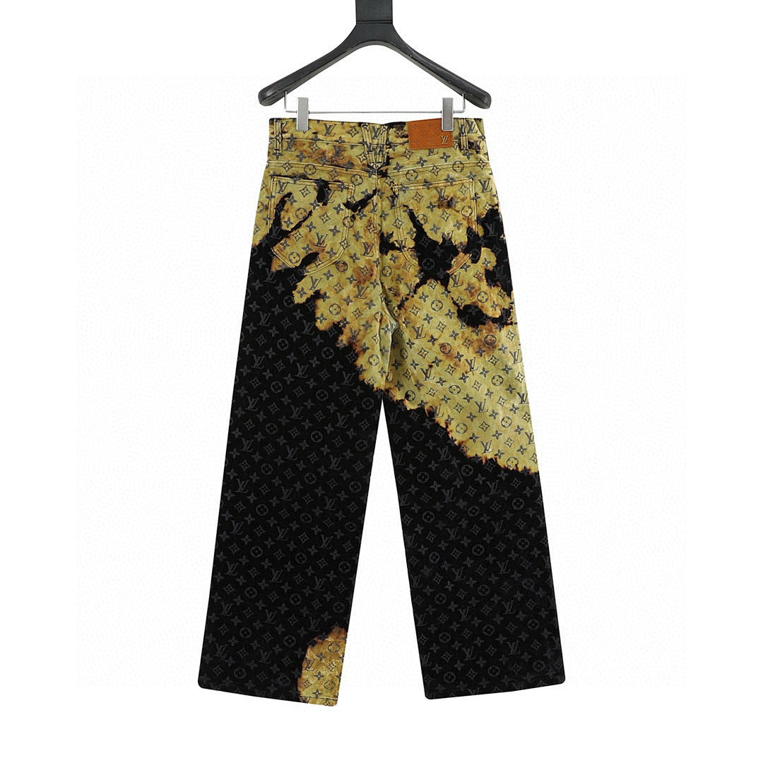 Louis Vuitton Faded "Burning Clouds" Denim Trousers
