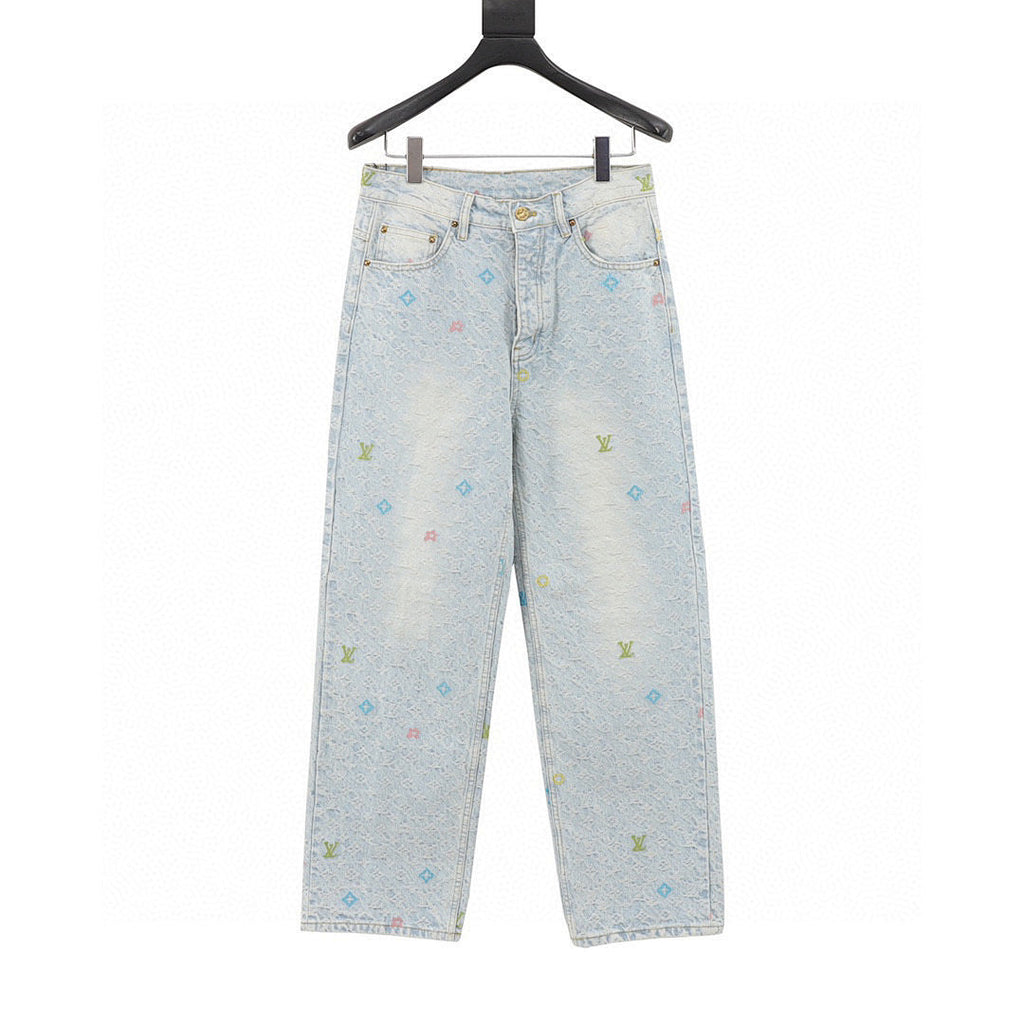 Louis Vuitton Collaboration Candy-Embroidered Denim Trousers