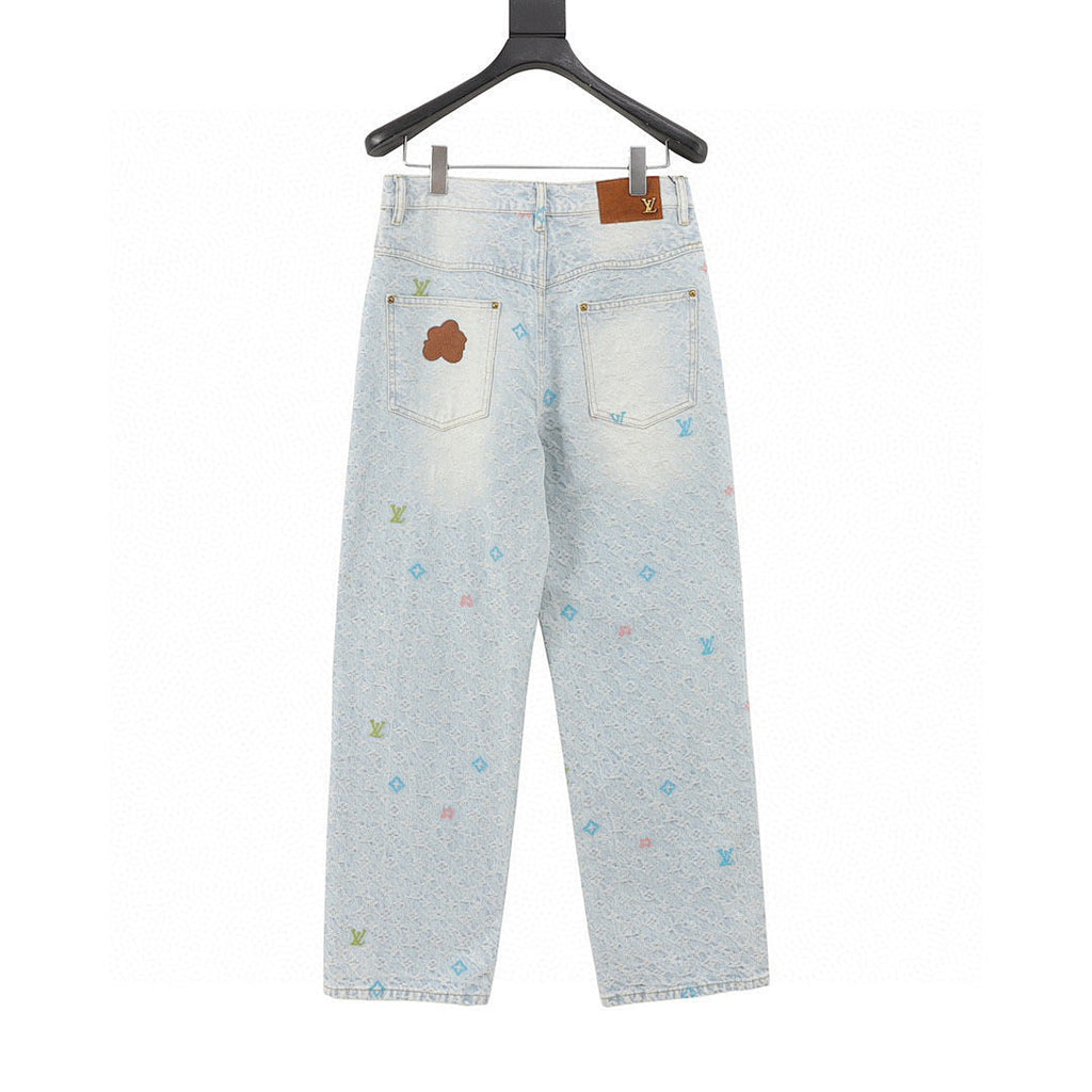 Louis Vuitton Collaboration Candy-Embroidered Denim Trousers