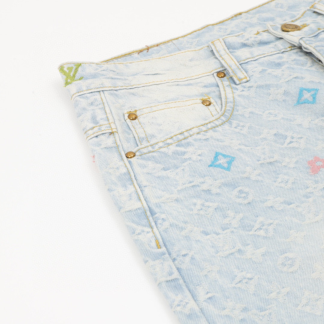 Louis Vuitton Collaboration Candy-Embroidered Denim Trousers
