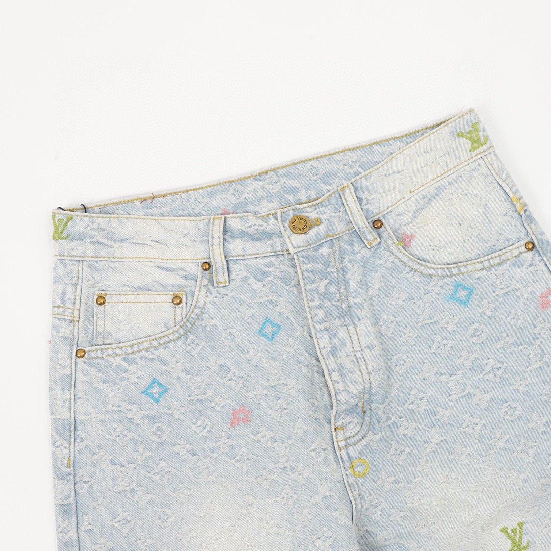 Louis Vuitton Collaboration Candy-Embroidered Denim Trousers