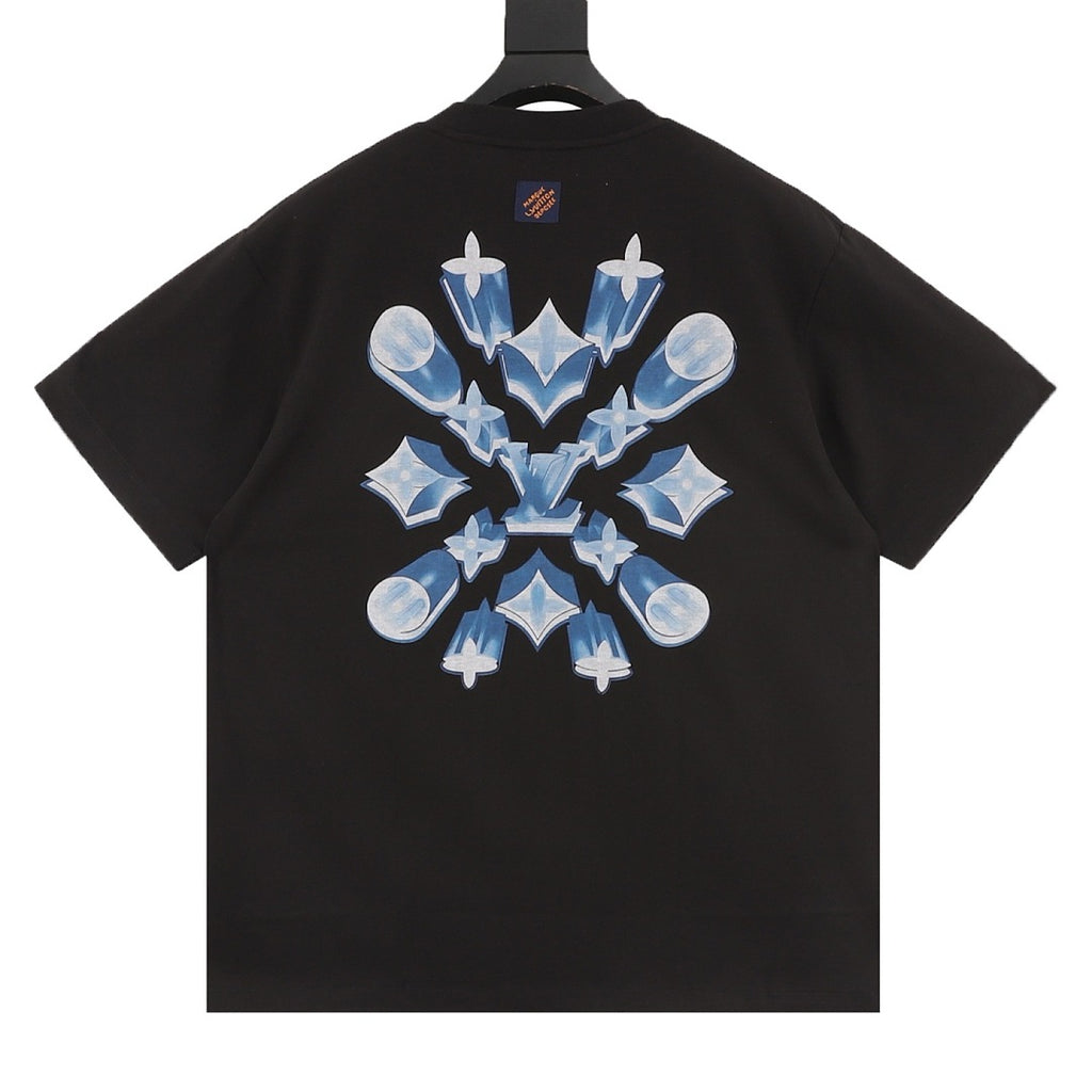 Louis Vuitton Icy Blue Crystal 3D LV Short-Sleeve T-Shirt