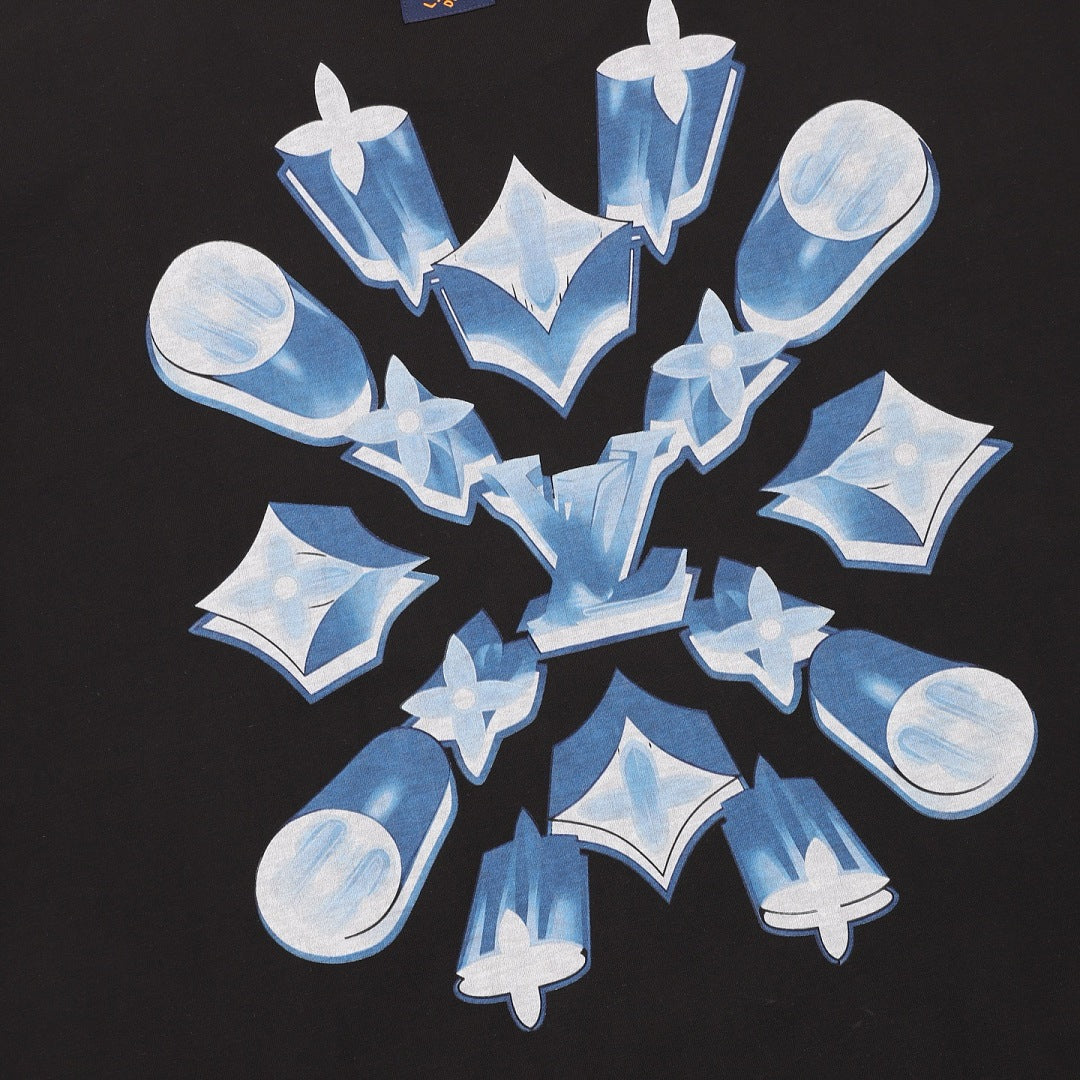 Louis Vuitton Icy Blue Crystal 3D LV Short-Sleeve T-Shirt