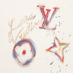 Louis Vuitton Short-Sleeve T-Shirt featuring Oil Painting Splatter, Handwritten Signature, and Embossed Relief Details.