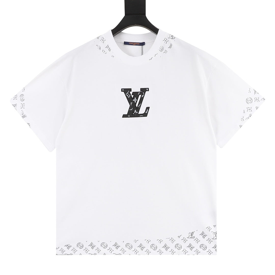 Louis Vuitton Short-Sleeve T-Shirt with Embroidered Leather Logo