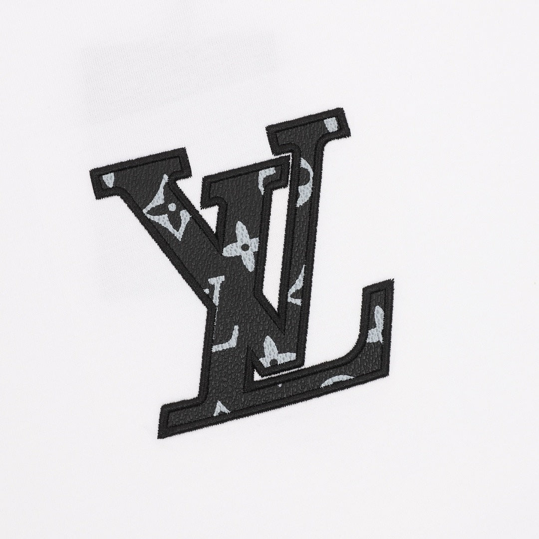 Louis Vuitton Short-Sleeve T-Shirt with Embroidered Leather Logo