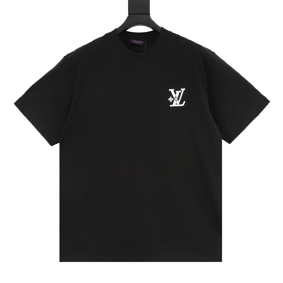 Louis Vuitton Short-Sleeve T-Shirt with Star-Motif and Embroidered LV Logo