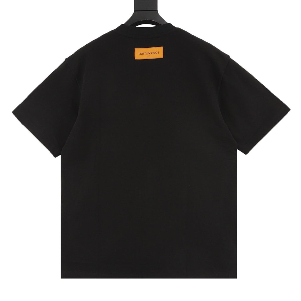 Louis Vuitton Short-Sleeve T-Shirt with Star-Motif and Embroidered LV Logo