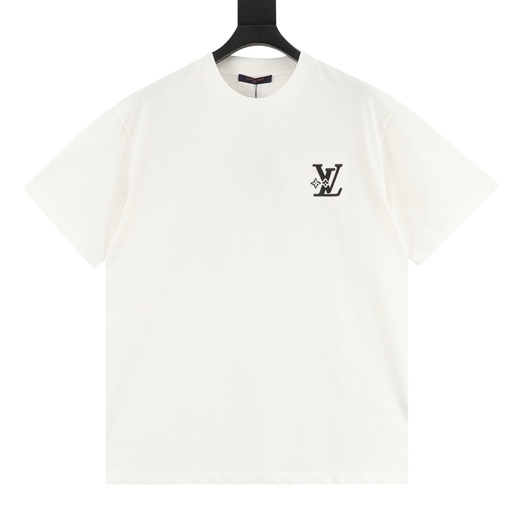Louis Vuitton Short-Sleeve T-Shirt with Star-Motif and Embroidered LV Logo