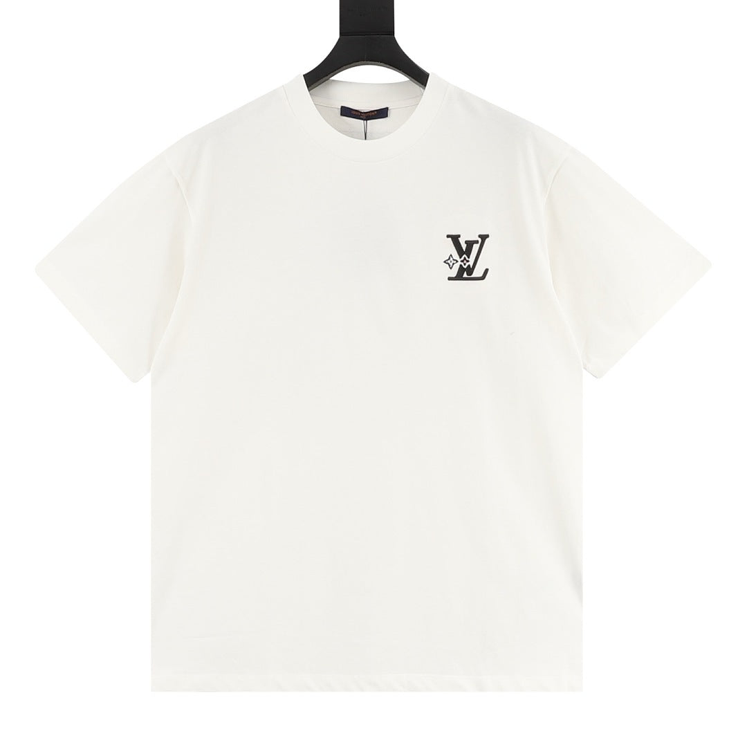 Louis Vuitton Short-Sleeve T-Shirt with Star-Motif and Embroidered LV Logo