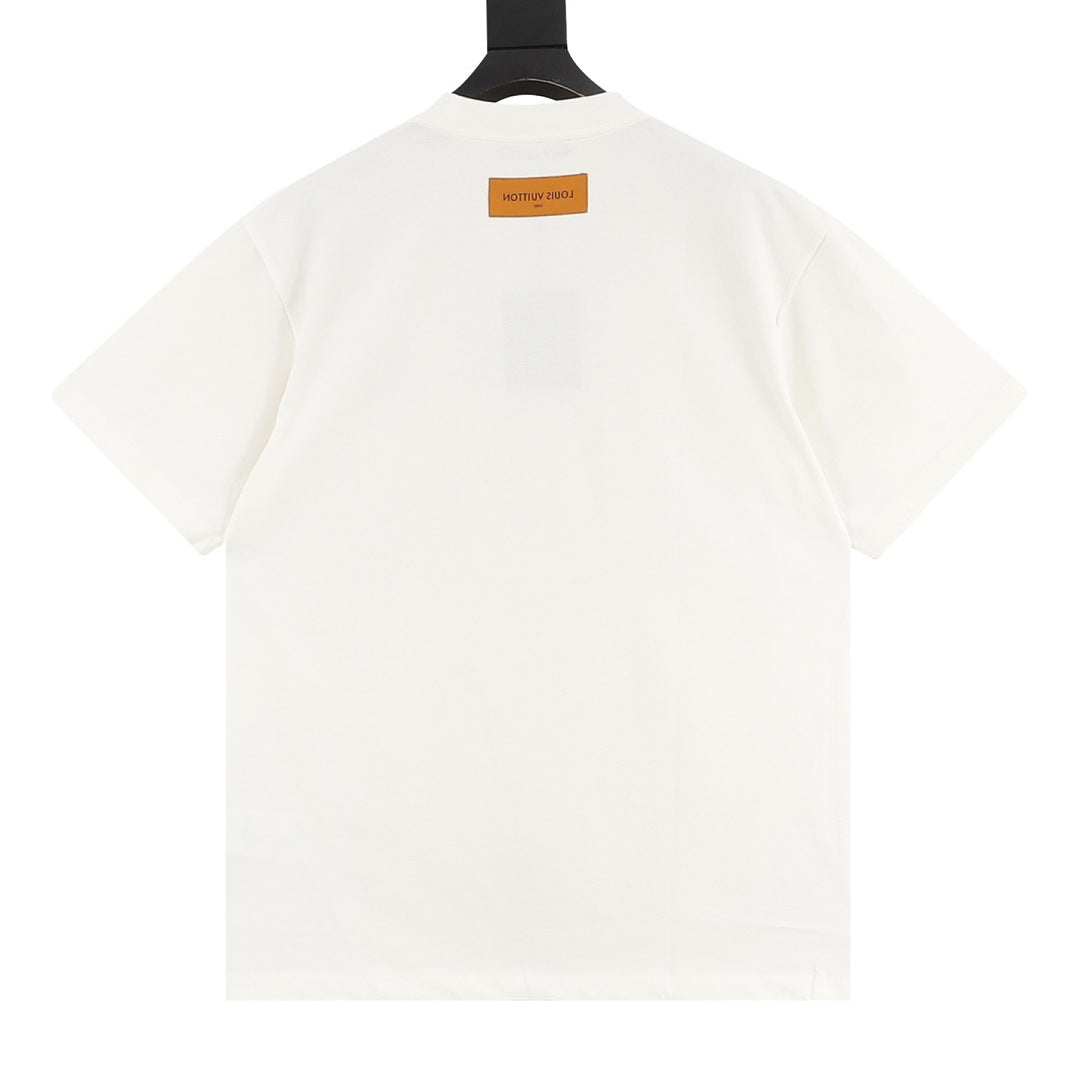 Louis Vuitton Short-Sleeve T-Shirt with Star-Motif and Embroidered LV Logo