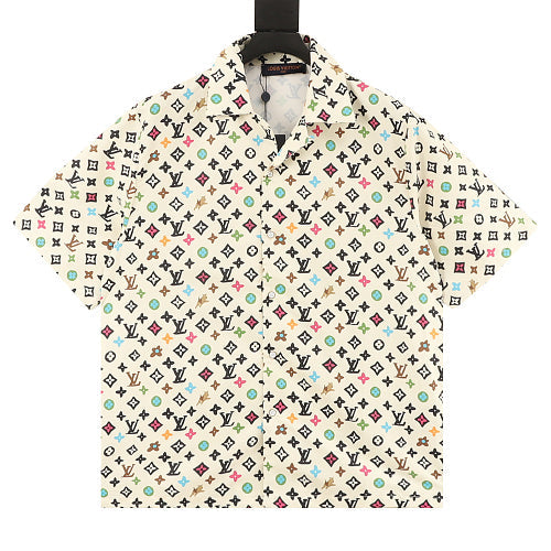 Louis Vuitton Printed Mulberry Silk Short-Sleeve Shirt