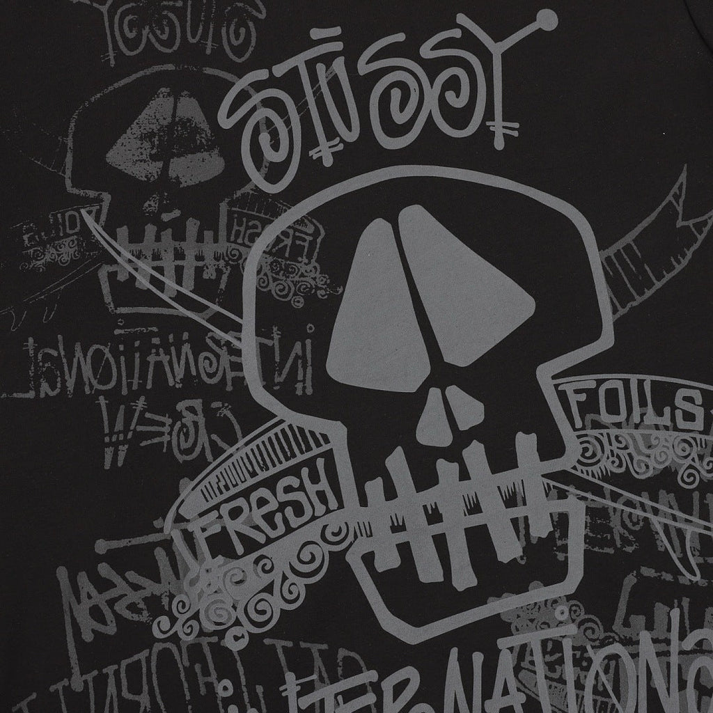 Stussy Loose-Fit All-Over Skull Print T-Shirt