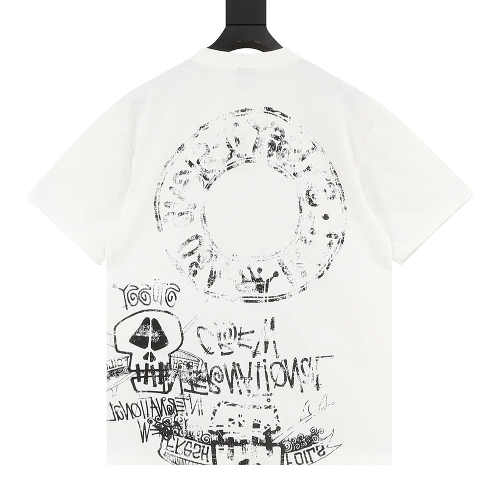Stussy Loose-Fit All-Over Skull Print T-Shirt