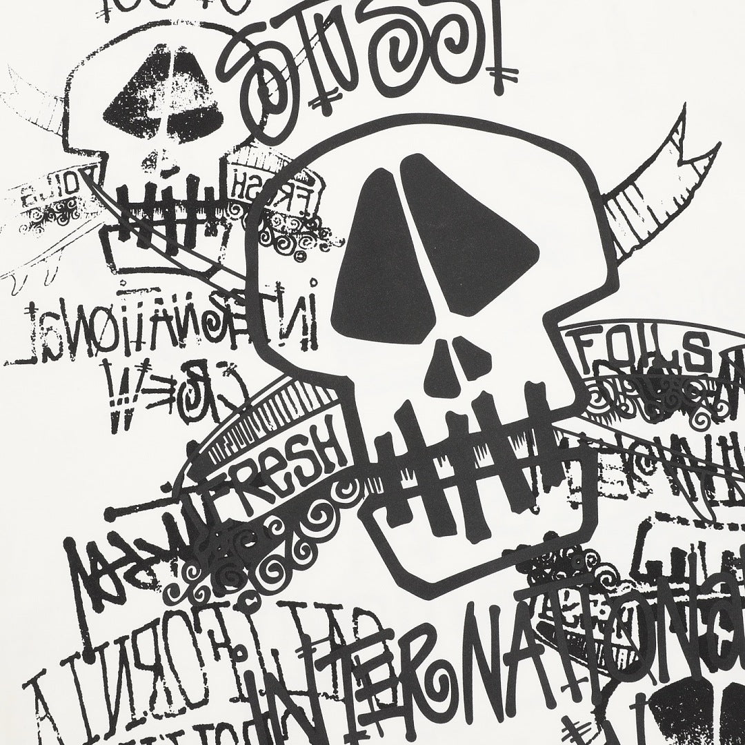 Stussy Loose-Fit All-Over Skull Print T-Shirt