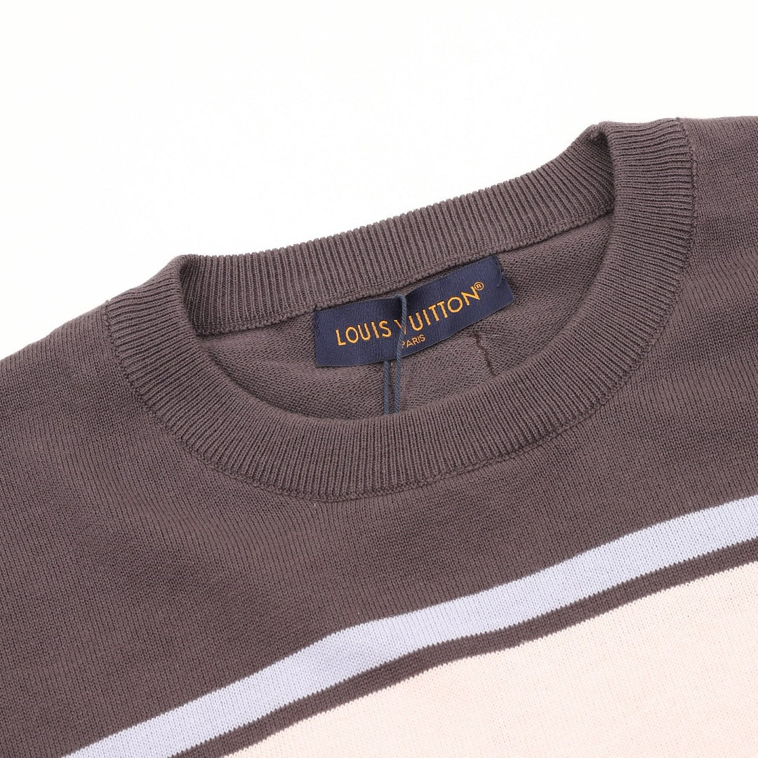 Louis Vuitton Short-Sleeved Knit Top with Color-Block Striped Panels