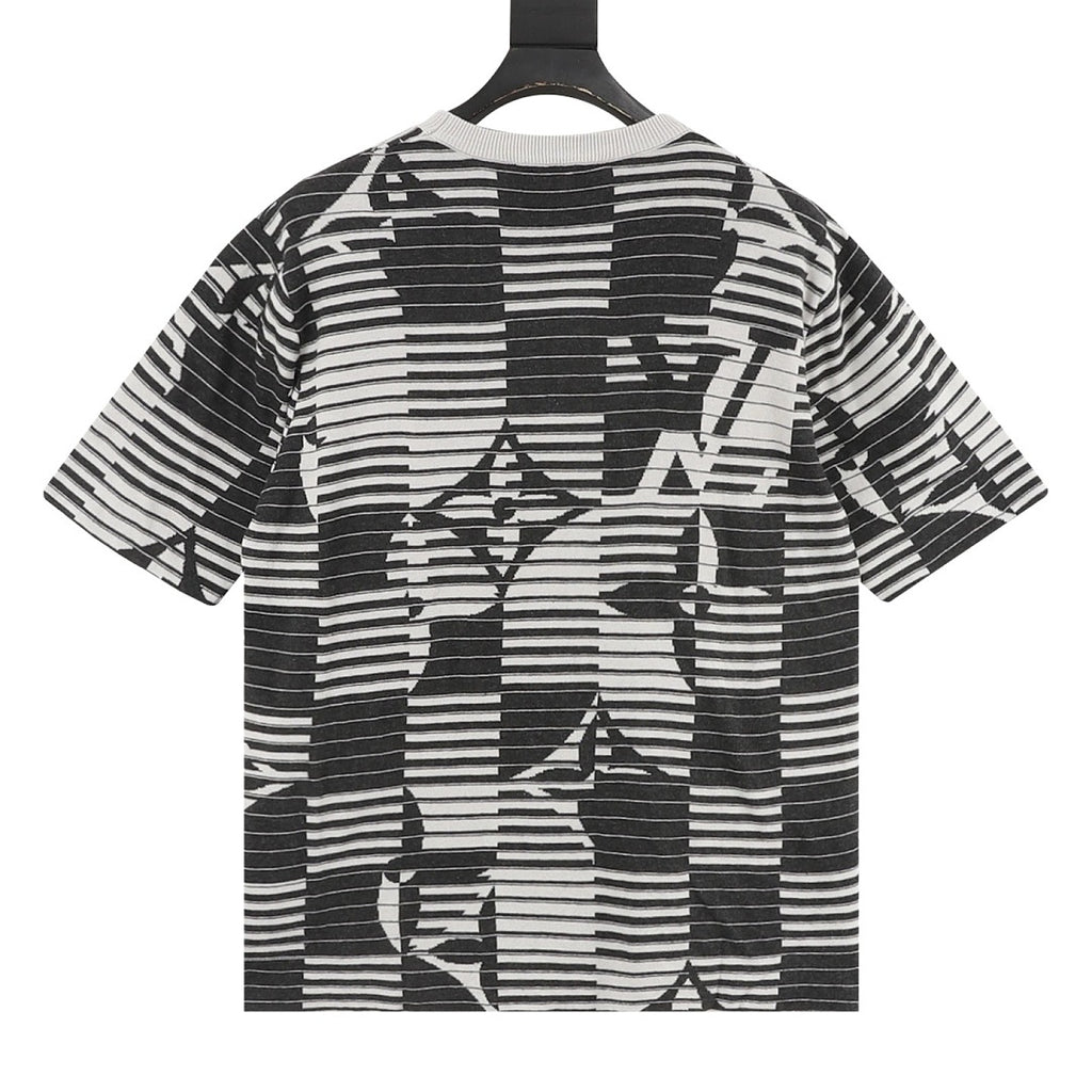 Louis Vuitton Striped Monogram Jacquard Knit Short-Sleeve Top