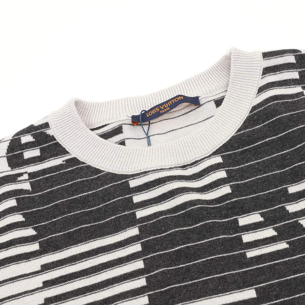 Louis Vuitton Striped Monogram Jacquard Knit Short-Sleeve Top