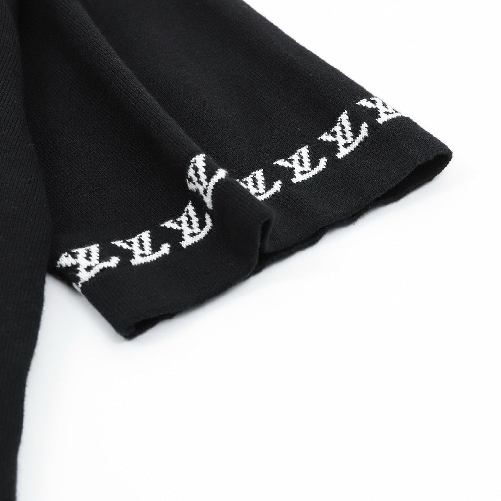Louis Vuitton Letter Jacquard Knit T-Shirt with Cuff Detail