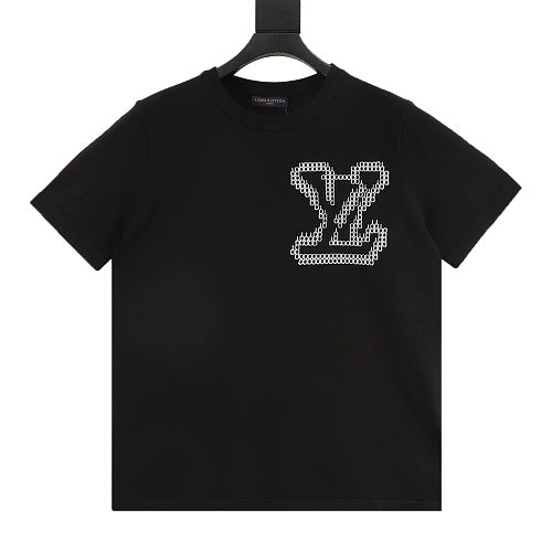 Louis Vuitton Short-Sleeved Knit T-Shirt with Large Front and Back Jacquard Logos
