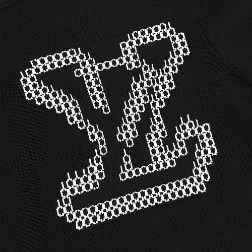 Louis Vuitton Short-Sleeved Knit T-Shirt with Large Front and Back Jacquard Logos