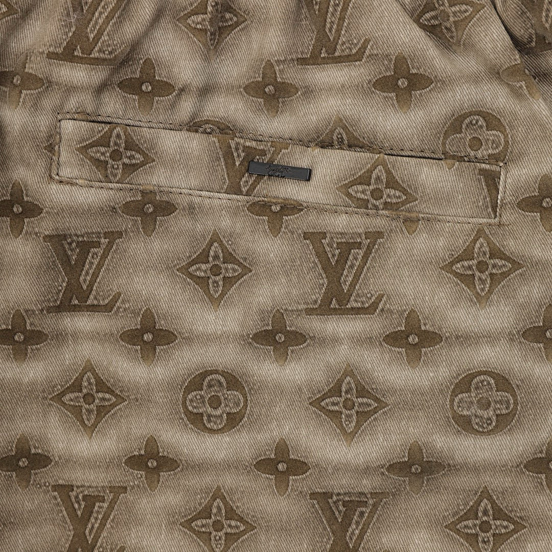 Louis Vuitton All-Over Print Washed Denim Shorts