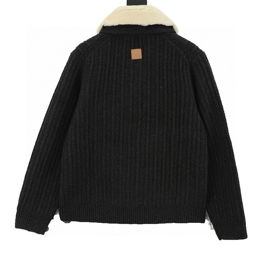 Louis Vuitton Cashmere-Wool Knit Jacket – Shearling Collar