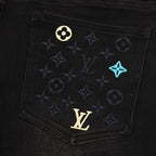 Louis Vuitton Monogram Denim Jeans with Colorful Back Pocket Embroidery