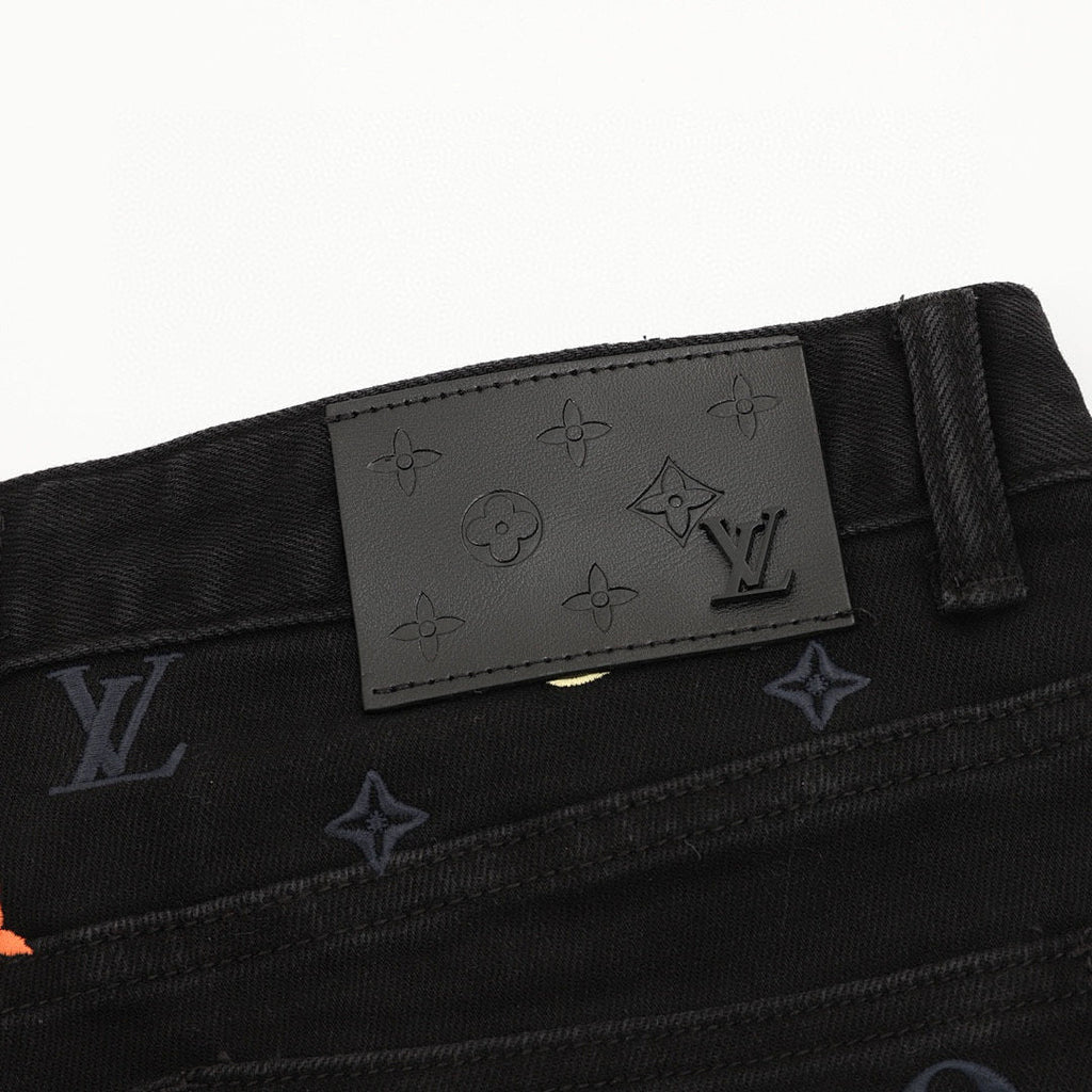 Louis Vuitton Monogram Denim Jeans with Colorful Back Pocket Embroidery