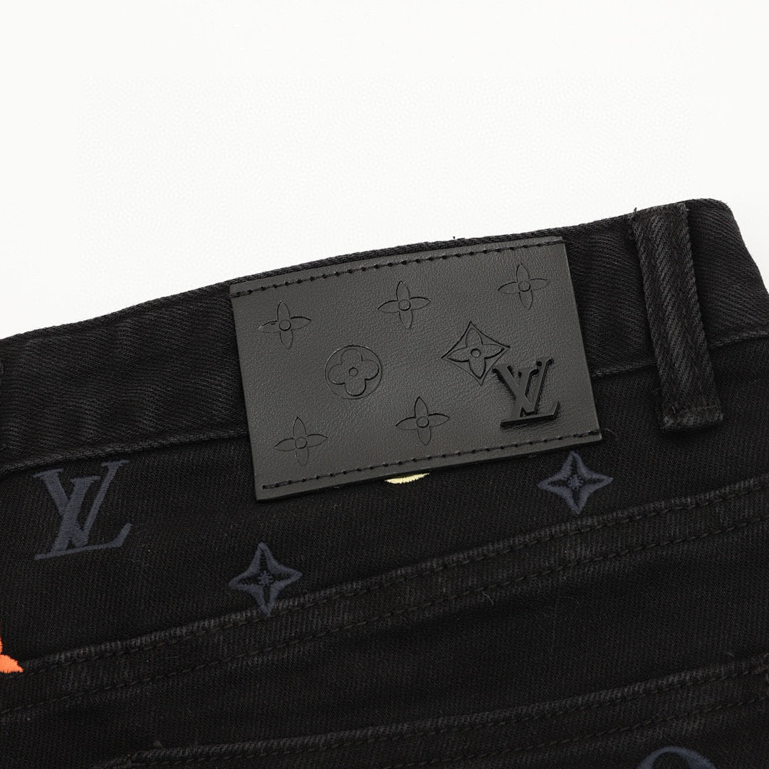 Louis Vuitton Monogram Denim Jeans with Colorful Back Pocket Embroidery