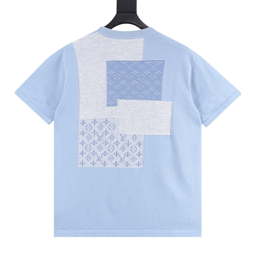 Louis Vuitton Short-Sleeved Knit Top with Monogram Jacquard and Color-Block Paneling