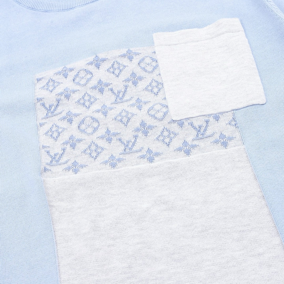 Louis Vuitton Short-Sleeved Knit Top with Monogram Jacquard and Color-Block Paneling
