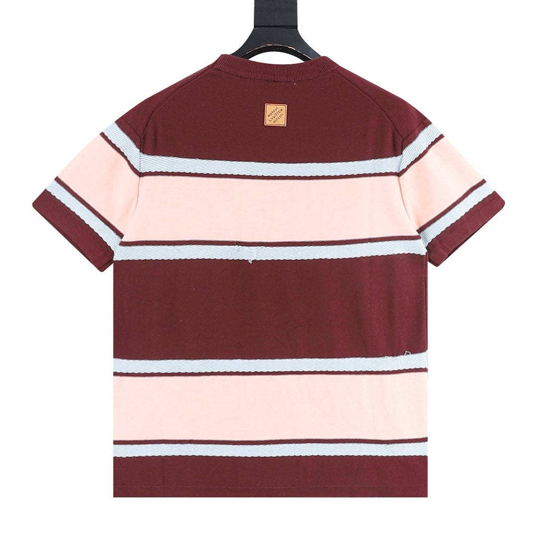 Louis Vuitton Striped Short-Sleeve Top with Embroidered Logo