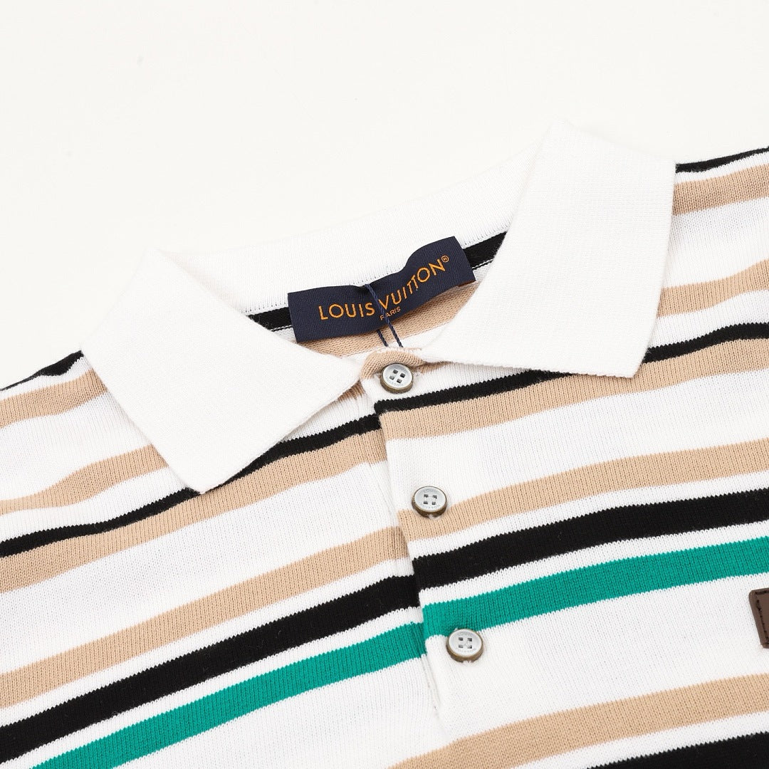 Louis Vuitton Striped Short-Sleeve Button-Front Polo Shirt
