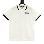Louis Vuitton Color-Block Mesh Knit Polo Shirt with Logo Intarsia
