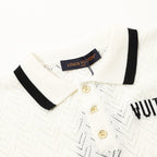 Louis Vuitton Color-Block Mesh Knit Polo Shirt with Logo Intarsia