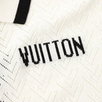 Louis Vuitton Color-Block Mesh Knit Polo Shirt with Logo Intarsia