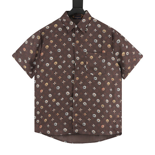 Louis Vuitton Short-Sleeved Shirt with Monogram and Daisy Allover Print