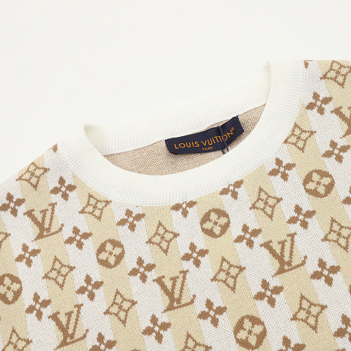 Louis Vuitton All-Over Monogram Jacquard Knit Short-Sleeve Top