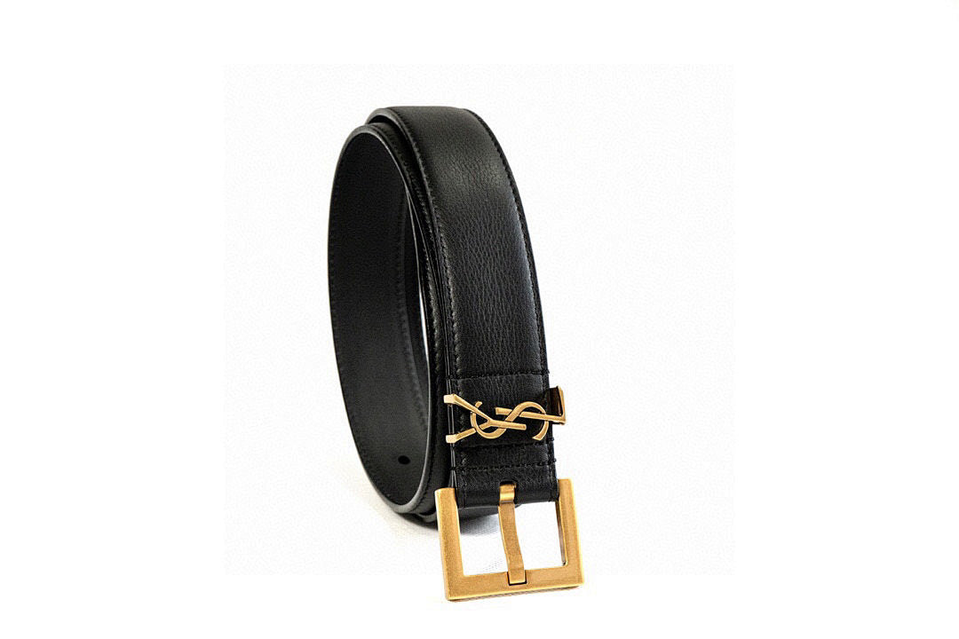 Saint Laurent Classic Women's Leather Belt – Cassandre Logo Buckle