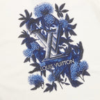 Louis Vuitton Short-Sleeve T-Shirt with Ink-Wash Blue Floral Print and 3D Logo